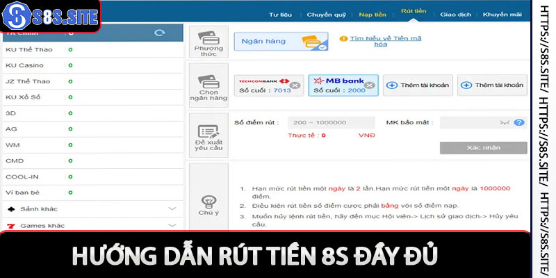 Hướng dẫn tất tần tật từ A đến Z quy trình rút tiền 8s